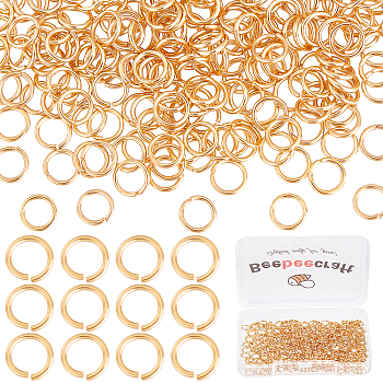 Brass Open Jump Rings, Long-Lasting Plated, Round Ring, Real 18K Gold Plated, 21 Gauge, 6x0.7mm, Inner Diameter: 4.6mm, 300pcs/box