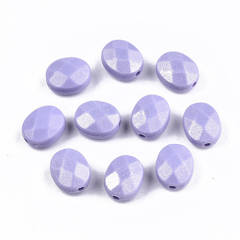 Spray Painted Acrylic Beads, Rubberized Style, Faceted, Oval, Medium Slate Blue, 10.5x8.5x5.5mm, Hole: 1.5mm, about 1433pcs/405g
