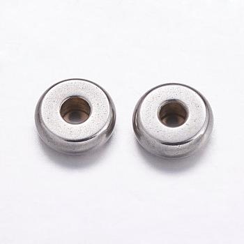 304 Stainless Steel Beads, Drum, Stainless Steel Color, 6x2mm, Hole: 2mm