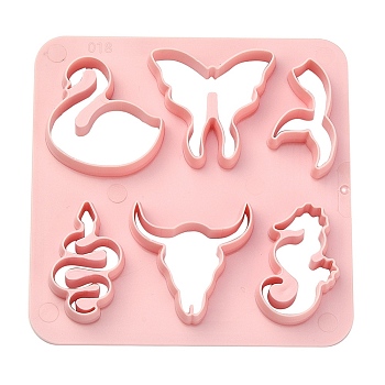 ABS Plastic Cookie Cutters, Snake/Butterfly/Swan, Pink, 100x100mm