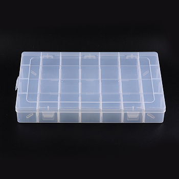 Plastic Beads Containers, Adjustable Dividers Box, Clear, Rectangle, 22cm wide, 35cm long, 5cm thick