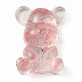 Resin Display Decorations, with Cherry Quartz Glass Chips Inside, Bear, 53.5~53.8x41~41.5x17.5~21mm