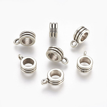 Alloy Tube Bails, Loop Bails, Bail Beads, Cadmium Free & Nickel Free & Lead Free, Antique Silver, 13x8x5mm, Hole: 2mm