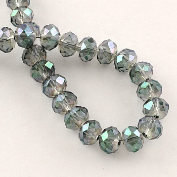 Electroplate Glass Bead Strands, Faceted Rondelle, Sea Green, 2.5x2mm, Hole: 0.8mm, about 168~170pcs/strand