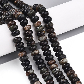 Natural Biotite Beads Strands, Rondelle, 10~10.5x5~6mm, Hole: 0.8mm, about 67~79pcs/strand, 14.96~15.35''(38~39cm)