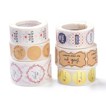 Round PVC Self-Adhesive Paper Stickers, Adhesive Labels, Mixed Color, 2.5~5x2.5~3.8cm