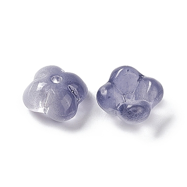 Slate Blue Flower Glass Beads