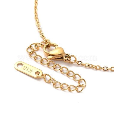 304 Stainless Steel Flat Round Pandant Necklace for Women(NJEW-O126-01G-03)-3