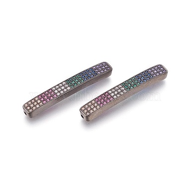 36mm Colorful Rectangle Brass+Cubic Zirconia Beads