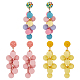 3 Pairs 3 Colors Candy Color Acrylic Cluster Dangle Stud Earrings(EJEW-FI0001-18)-1