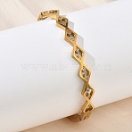 7MM 304 Stainless Steel Pave Clear Cubic Zirconia Rhombus Hinged Bangles for Women, Golden, Inner Diameter: 1.97x2.36 inch(5x6cm)(BJEW-C151-02G)