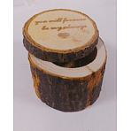Chinese Cherry Wood Box, Ring Box, Column with Word You Will Forever Be My Always, Coconut Brown, 6.15x4.9cm(OBOX-GF0001-06)