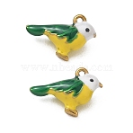 304 Stainless Steel Enamel Pendants, Ion Plating(IP), Golden, Bird, 9.5x13.5x4.5mm, Hole: 0.9mm(SA-CBAD067-36G-01)