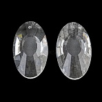 Glass Chandelier Prism Pendants, Faceted Flat Round Charms, Clear, 37x22x11mm, Hole: 1.4mm(GL-CBAAE15-01)