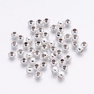 Iron Spacer Beads, Round, Silver Color Plated, 3mm diameter, hole: 1mm, about 435pcs/20g(X-E321Y-S)