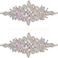 Flower Glitter Glass Hotfix Rhinestone, for DIY Wedding Dress, Bridal Belt, Shoes, Garment Decoration, Crystal AB, 240x95x5.5mm(FIND-WH0050-29A)