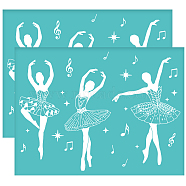 Self-Adhesive Silk Screen Printing Stencil, for Painting on Wood, DIY Decoration T-Shirt Fabric, Turquoise, Ballet Pattern, 280x220mm(DIY-WH0338-102)