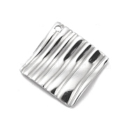 201 Stainless Steel Pendants, Rhombus Charm, Stainless Steel Color, 22.5x22.5x1.5mm, Hole: 1.2mm(STAS-G296-07P)