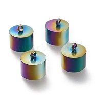 Ion Plating(IP) 201 Stainless Steel Cord Ends, Column, Rainbow Color, 10x10mm, Hole: 1.6mm, Inner Diameter: 9mm(STAS-M228-V001-02M)