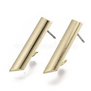 Iron Stud Earring Findings, with Loop and Steel Pin, Light Gold, 24x5mm, Hole: 4.5mm, Pin: 0.7mm(IFIN-N005-19)