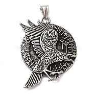 Viking Jewelry 304 Stainless Steel Pendants, Norse Talisman Viking Raven Pendants, Stainless Steel Color, 57x51x6mm, Hole: 9x5mm(STAS-Z067-02P)