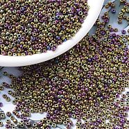 MIYUKI Round Rocailles Beads, Japanese Seed Beads, 11/0, (RR188) Metallic Purple Gold Iris, 2x1.3mm, Hole: 0.8mm, about 1111pcs/10g(X-SEED-G007-RR0188)