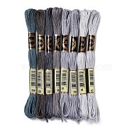 8 Skeins 8 Colors 6-Ply Polyester Embroidery Floss, Cross Stitch Threads, Gradient Color, Gray, 0.5mm, about 8.75 Yards(8m)/Skein, 8 colors, 1 skein/color, 8 skeins/set(OCOR-M009-01A-05)