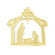 Christmas Theme Acrylic Pendants, Nativity, Camping Themed Pattern, 48.5x50x2.5mm, Hole: 1.6mm(OACR-C002-02B)