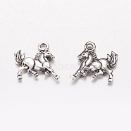 Tibetan Style Alloy Pendants, Horse, Antique Silver, 16.5x13.5x2mm, Hole: 2mm(TIBEP-E131-AS)