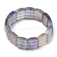 Natural Fluorite Rectangle Beaded Stretch Bracelet for Women, Inner Diameter: 2-1/8 inch(5.4cm)(BJEW-M297-B01)