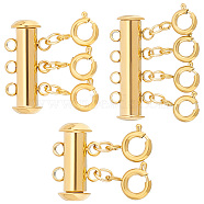 3Pcs 3 Styles 304 Stainless Steel Slide Lock Clasps, Peyote Clasps, with Spring Ring Clasps, Necklace Layering Clasps, Multi-Strand, for Jewelry Making, Golden, 21x15~24.5x7mm, Hole: 1.5mm, 1pc/style(STAS-UN0042-03B)