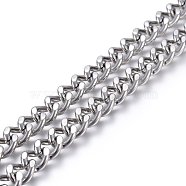 304 Stainless Steel Curb Chains, Twisted link Chains, Unwelded, Stainless Steel Color, 8mm, Link: 10x8x2mm(STAS-P219-03)