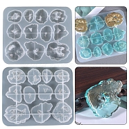 DIY Pendant Silicone Molds, Resin Casting Molds, For UV Resin, Epoxy Resin Jewelry Making, Nuggets, White, 163x135x10mm, Inner Diameter: 23~43mm(DIY-Z019-07)