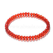 4mm Prism Faceted Rondelle Glass Beaded Stretch Bracelets for Women, Red(EH2213-2)