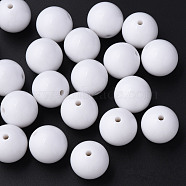 Opaque Acrylic Beads, Round, White, 20x19mm, Hole: 3mm, about 111pcs/500g(MACR-S370-C20mm-01)