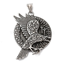 Viking Jewelry 304 Stainless Steel Pendants, Norse Talisman Viking Raven Pendants, Stainless Steel Color, 57x51x6mm, Hole: 9x5mm(STAS-Z067-02P)