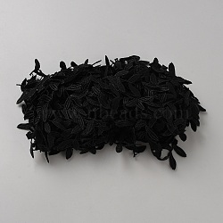 Polyester Leaf Lace Trim, Leaf Trimming for Gift Wrapping, Garment Decoration, Black, 1 inch(25mm)(DIY-WH0170-55)