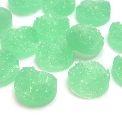 Druzy Resin Cabochons, Flat Round, Light Green, 12x5mm(CRES-S040-12mm-20)