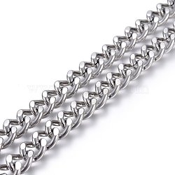 304 Stainless Steel Curb Chains, Twisted link Chains, Unwelded, Stainless Steel Color, 8mm, Link: 10x8x2mm(STAS-P219-03)