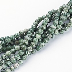 Gemstone Beads Strands, Green Spot Jasper, Round, about 6mm in diameter, hole: about 0.8mm, 15~16 inch(X-GSR6mmC006)