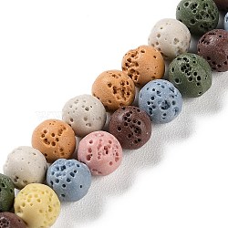Synthetic Lava Rock Dyed Beads Strands, Round, Mixed Color, 7.5~8mm, Hole: 1mm, about 50pcs/strand, 14.88''(37.8cm)(G-H311-08B-07)