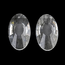 Glass Chandelier Prism Pendants, Faceted Flat Round Charms, Clear, 37x22x11mm, Hole: 1.4mm(GL-CBAAE15-01)