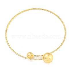 Rack Plating Brass Pave Clear Cubic Zirconia Round Ball Choker Necklaces, Long-Lasting Plated, Cadmium Free & Lead Free, Real 18K Gold Plated, Inner Diameter: 4.45 inch(11.3cm), 0.09 inch(0.23cm)(NJEW-A031-02-01G)