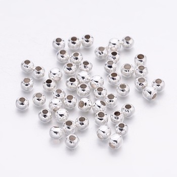 Iron Spacer Beads, Round, Silver Color Plated, 3mm diameter, hole: 1mm, about 435pcs/20g