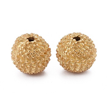 Brass Beads, Long-Lasting Plated, Bumpy, Round, Real 18K Gold Plated, 11x10mm, Hole: 1.8mm