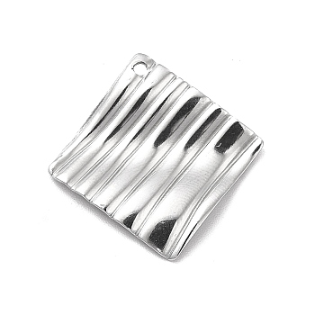 201 Stainless Steel Pendants, Rhombus Charm, Stainless Steel Color, 22.5x22.5x1.5mm, Hole: 1.2mm