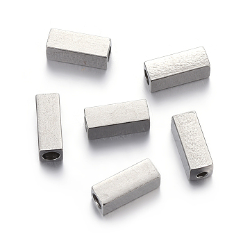 201 Stainless Steel Beads, Rectangle, Stainless Steel Color, 8x3x3mm, Hole: 1.8~2mm
