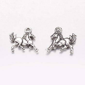 Tibetan Style Alloy Pendants, Horse, Antique Silver, 16.5x13.5x2mm, Hole: 2mm