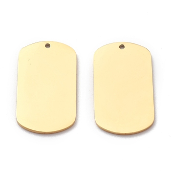 304 Stainless Steel Pendants, Stamping Blank Tag, Rectangle, Golden, 25x13.5x1mm, Hole: 1.2mm