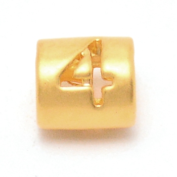 Alloy Beads, Column with Hollow Number, Matte Gold Color, Number, 6.5x6mm, Hole: 3.3mm